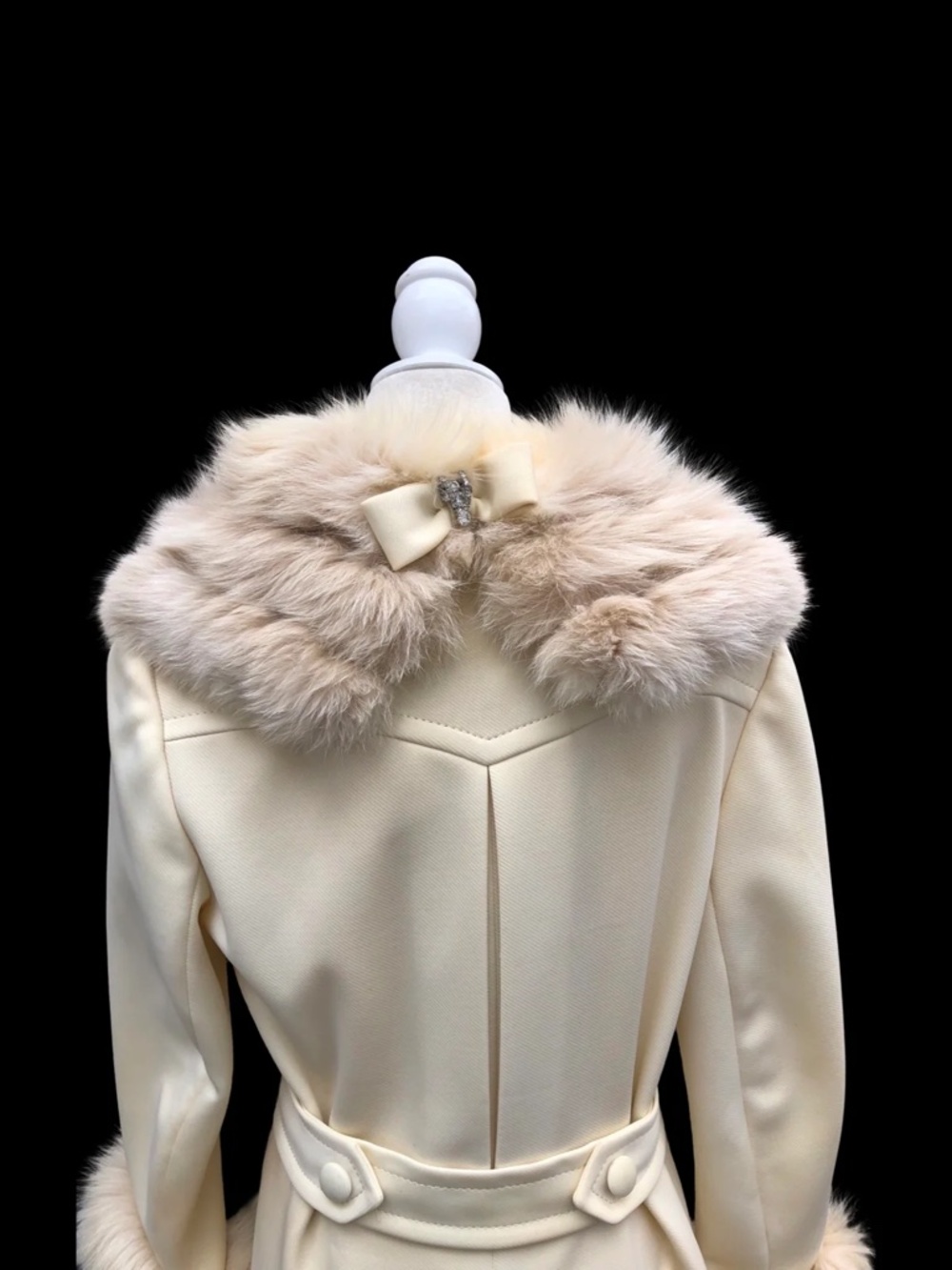 Vintage 60’s LIlli Ann White Cream Ombré Fox Fur Princess Fit and Flare Belted - Picture 2 of 15